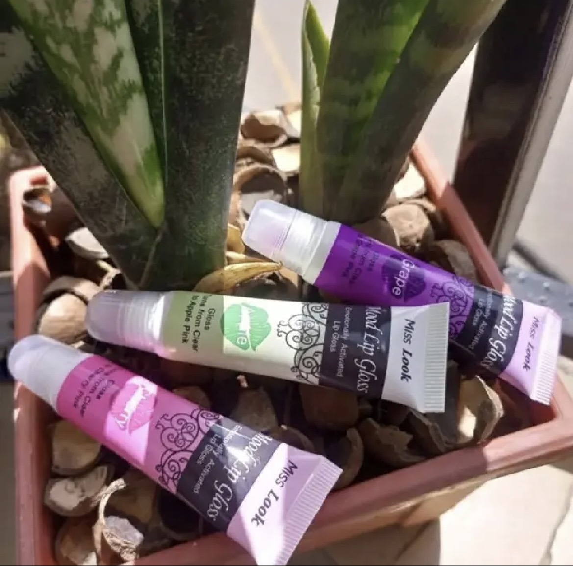 Mood 6pcs/Set Lip Gloss Color Changing Magic Lip Oil. Strawberry Pineapple Blueberry Grape Apple Cherry Flavors Turns from clear to Reddish Pink Moisturizer. Keeps your lips succulent. Miss Look.