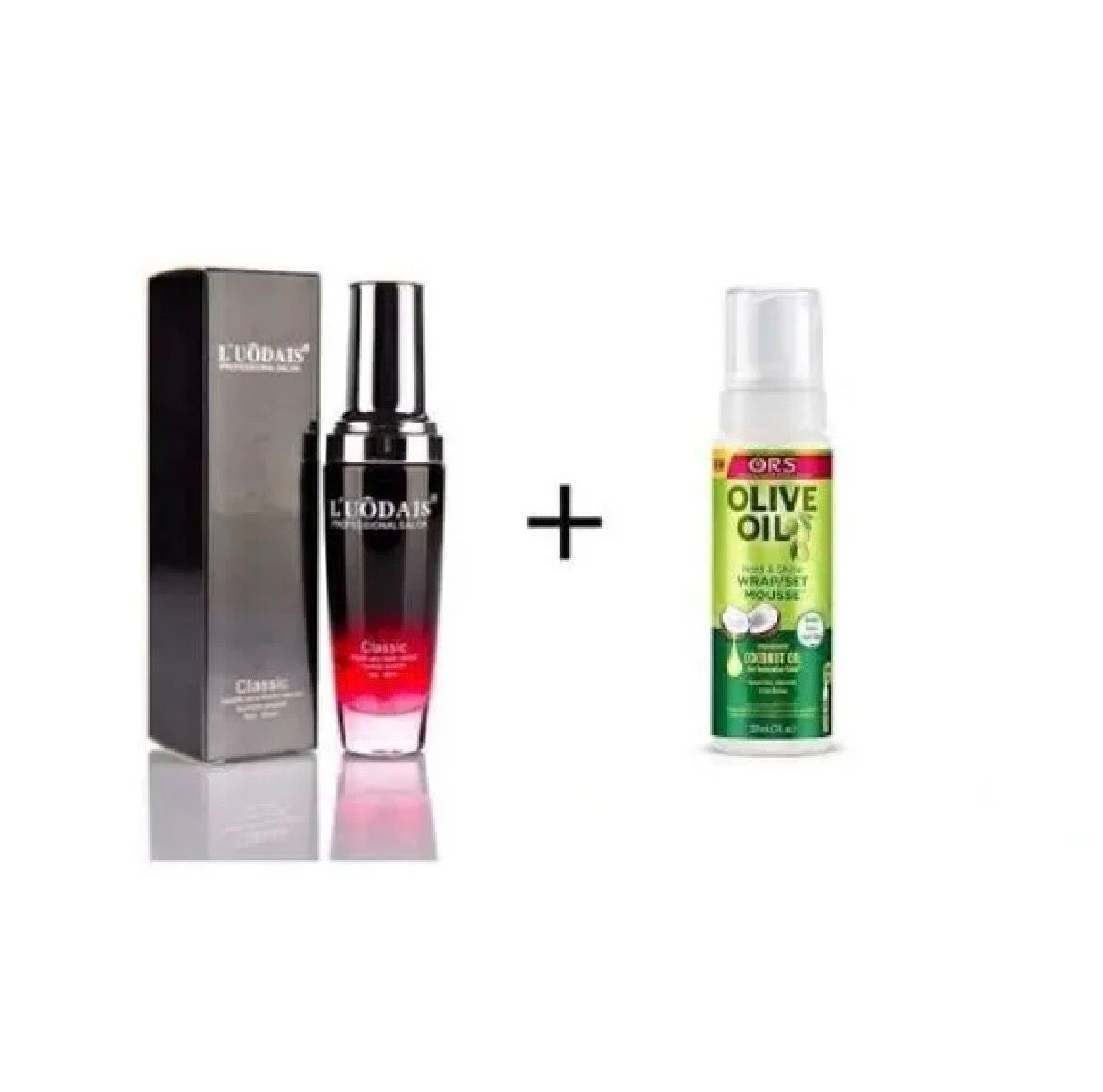 ORS Olive Oil Sheen Spray + L’UODAIS Hair Serum Set – Shine & Anti-Frizz Hair Care Combo.