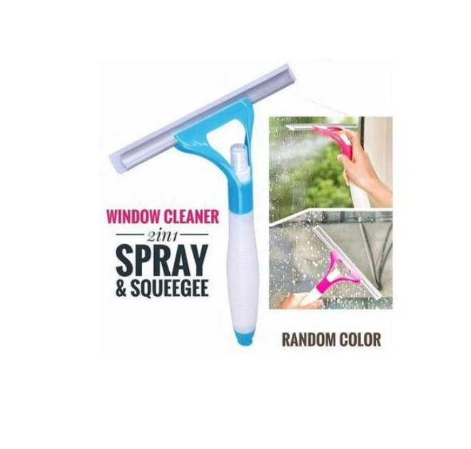 3-in-1 Window Cleaner Spray Bottle Tool - Multi-Functional Glass Scrubber with Squeegee & Built-in Sprayer for Windows, Mirrors & Shower Doors,Integrated Window Washer.
