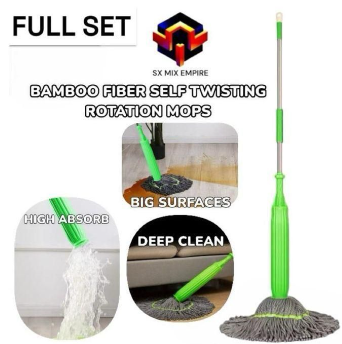 2 in 1 Self Wringing Mop Microfiber Twist Mop Self Dehydrate Floor Cleaning Mop Long Handle