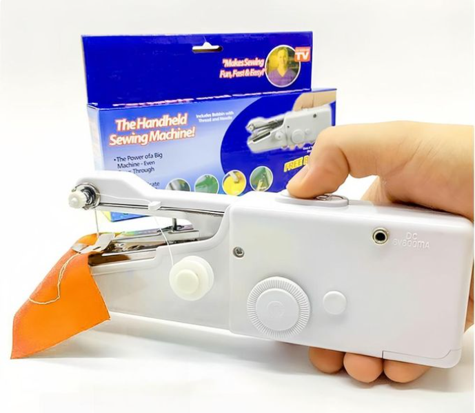 Handheld Portable and Cordless Electric Stitch Home Travel Clothes Fabric Curtains Lightweight Craft Single Thread Sewing Machine Battery or Mains with Extra Bobbin & Needle & Threader