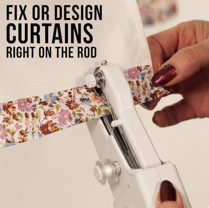 Handheld Portable and Cordless Electric Stitch Home Travel Clothes Fabric Curtains Lightweight Craft Single Thread Sewing Machine Battery or Mains with Extra Bobbin & Needle & Threader