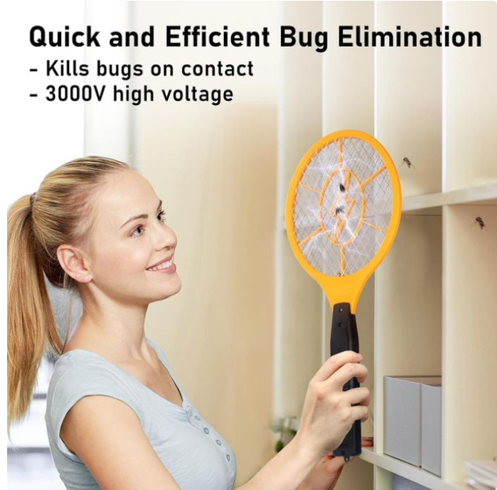 Mythco Electric Fly Swatter – Bug Zapper Mosquito Killer Racket, Battery Operated Insect Catcher for Indoor & Outdoor Pest Control