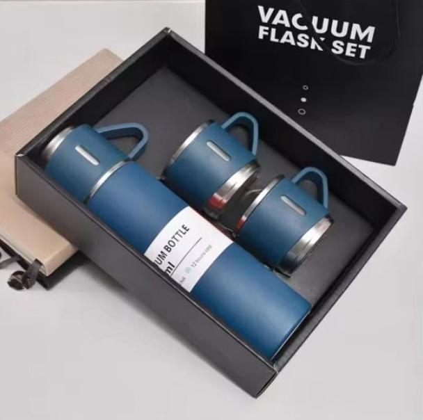 VACUUM FLASK 500ml Gift Box Set Portable Business Cup Stainless Steel Thermos Cup One Cup Flasks Water Bottle With 3 Lids