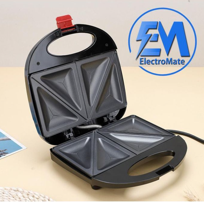 Em ElectroMate Sandwich Maker Toaster 2-Slice Non-Stick 750W Black (1YR WRTY