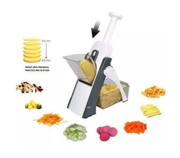 General Multifunctional Adjustable Vegetable Cutter For Kitchen, Machine Small Cutting Potato, Onion, Carrot, Cucumber, Fruits For Cooking - Gray