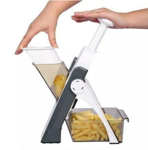 General Multifunctional Adjustable Vegetable Cutter For Kitchen, Machine Small Cutting Potato, Onion, Carrot, Cucumber, Fruits For Cooking - Gray