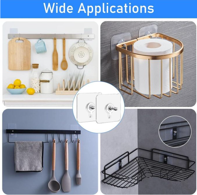 10pcs Non- Trace Hook Clear Self Adhesive Hooks Stick on Hooks Sticky Wall Hooks Adhesive Screw Hooks Self Sticky Hooks Seamless Hooks Non-Trace Hook Nail Hangers Heavy Gel Coat