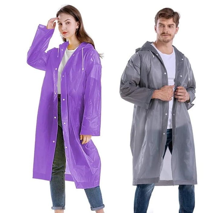 EVA Waterproof Unisex Rain Coat Hooded Full Sleeves Outdoor Men, Women, Boys & Girls Rainwear Poncho Raincoat for Camping, Hiking & Travelling (Universal Size,1 Pc Random)