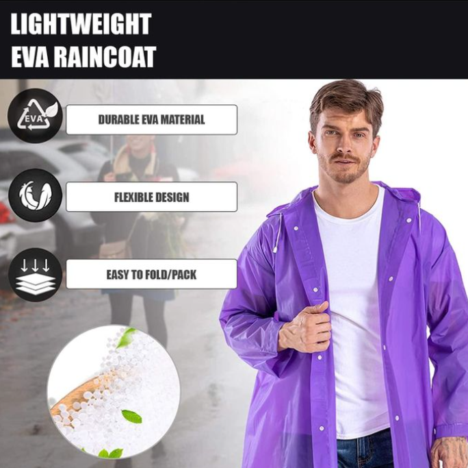 EVA Waterproof Unisex Rain Coat Hooded Full Sleeves Outdoor Men, Women, Boys & Girls Rainwear Poncho Raincoat for Camping, Hiking & Travelling (Universal Size,1 Pc Random)
