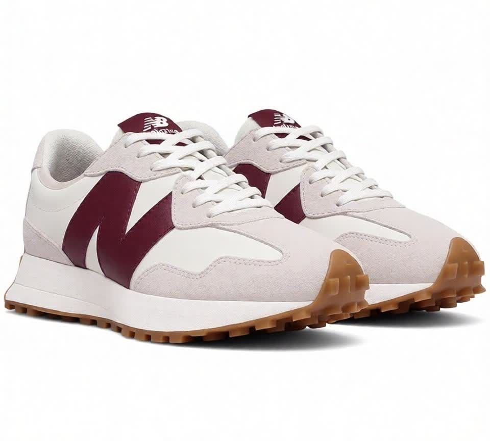 NEW ARRIVAL SNEAKERS (NB) BALANCE 327('Moonbeam Classic Burgundy') EDITION TRAINERS MULTI COLOUR ,HIGH QUALITY SNEAKERS WHITE & MAROON. Best shop for Airforce, Air jordan, Airmax, sandals,