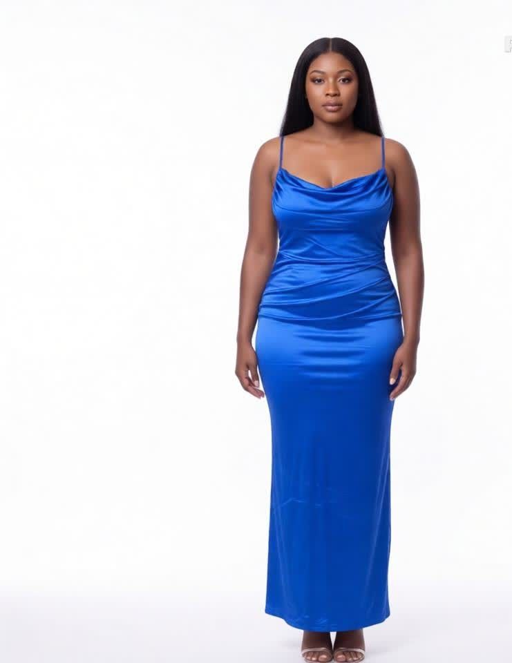 Women Satin Bodycon Maxi Dress Sleeveless Slim Fit One Piece Evening Gown with Side Slit Elegant Dinner Party Wedding Guest Fashion Dress