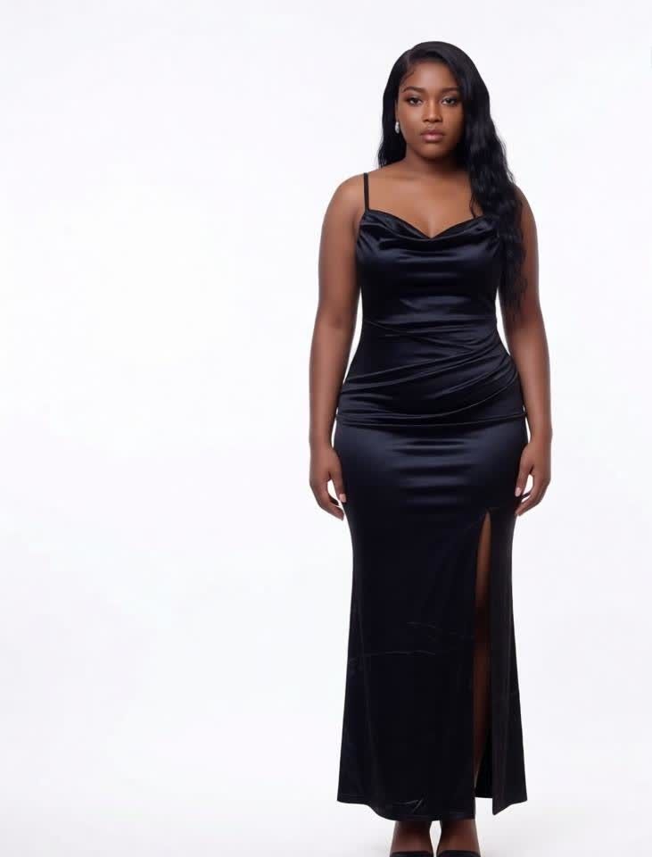 Women Satin Bodycon Maxi Dress Sleeveless Slim Fit One Piece Evening Gown with Side Slit Elegant Dinner Party Wedding Guest Fashion Dress