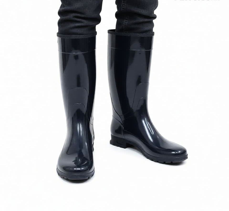 Heavy Duty Waterproof PVC Rain Boots Unisex Knee High Gumboots, Anti-Slip Durable Rubber Work Boots for Farming, Construction, Gardening & Rainy Weather Outdoor Safety Boots (Black) from size 4 to 10.