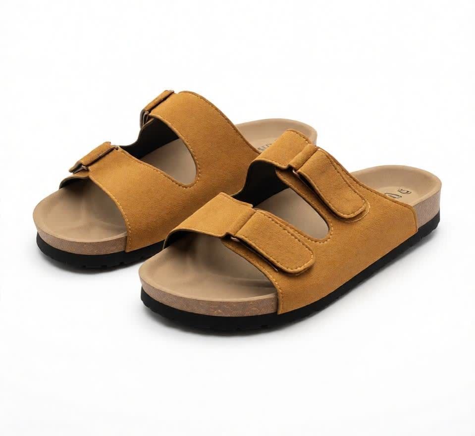 Women’s Adjustable Double Strap Comfort Sandals Slip-On Casual Flat Slides with Soft Cork Footbed Lightweight Summer Slippers for Walking Travel Beach Holiday Outdoor Daily Wear Fashion Open Toe Ladie