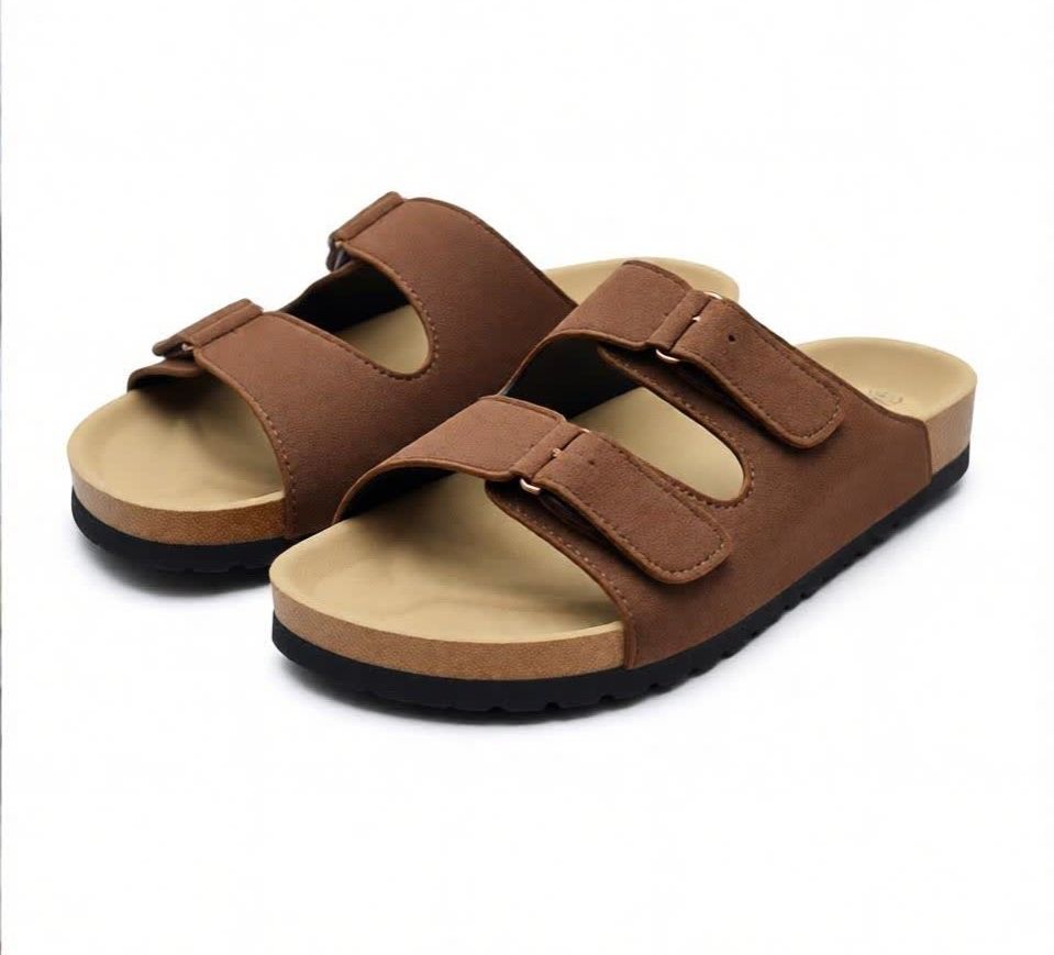 Women’s Adjustable Double Strap Comfort Sandals Slip-On Casual Flat Slides with Soft Cork Footbed Lightweight Summer Slippers for Walking Travel Beach Holiday Outdoor Daily Wear Fashion Open Toe Ladie