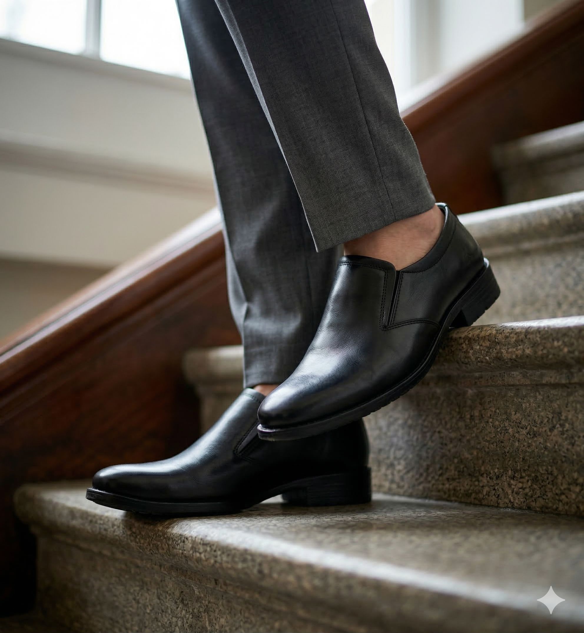 Official Men's Genuine Black Leather Slip-On Shoes, Elegant Formal Wedding & Office Loafers, Comfortable Business Casual Mens Dress Shoes,Durable Anti-Slip Sole Gentleman's Fashion Footwear Size 40-45