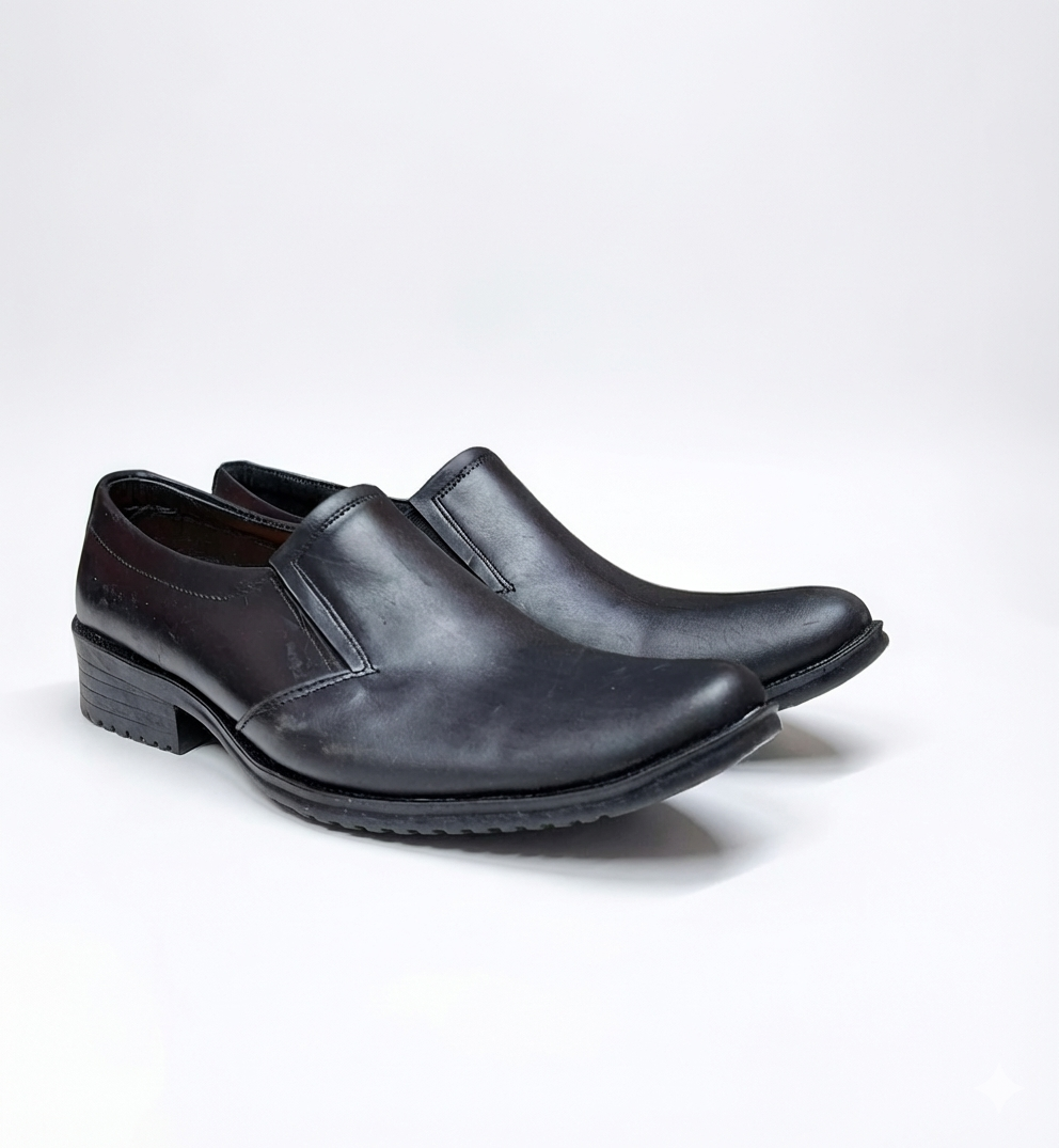 Official Men's Genuine Black Leather Slip-On Shoes, Elegant Formal Wedding & Office Loafers, Comfortable Business Casual Mens Dress Shoes,Durable Anti-Slip Sole Gentleman's Fashion Footwear Size 40-45