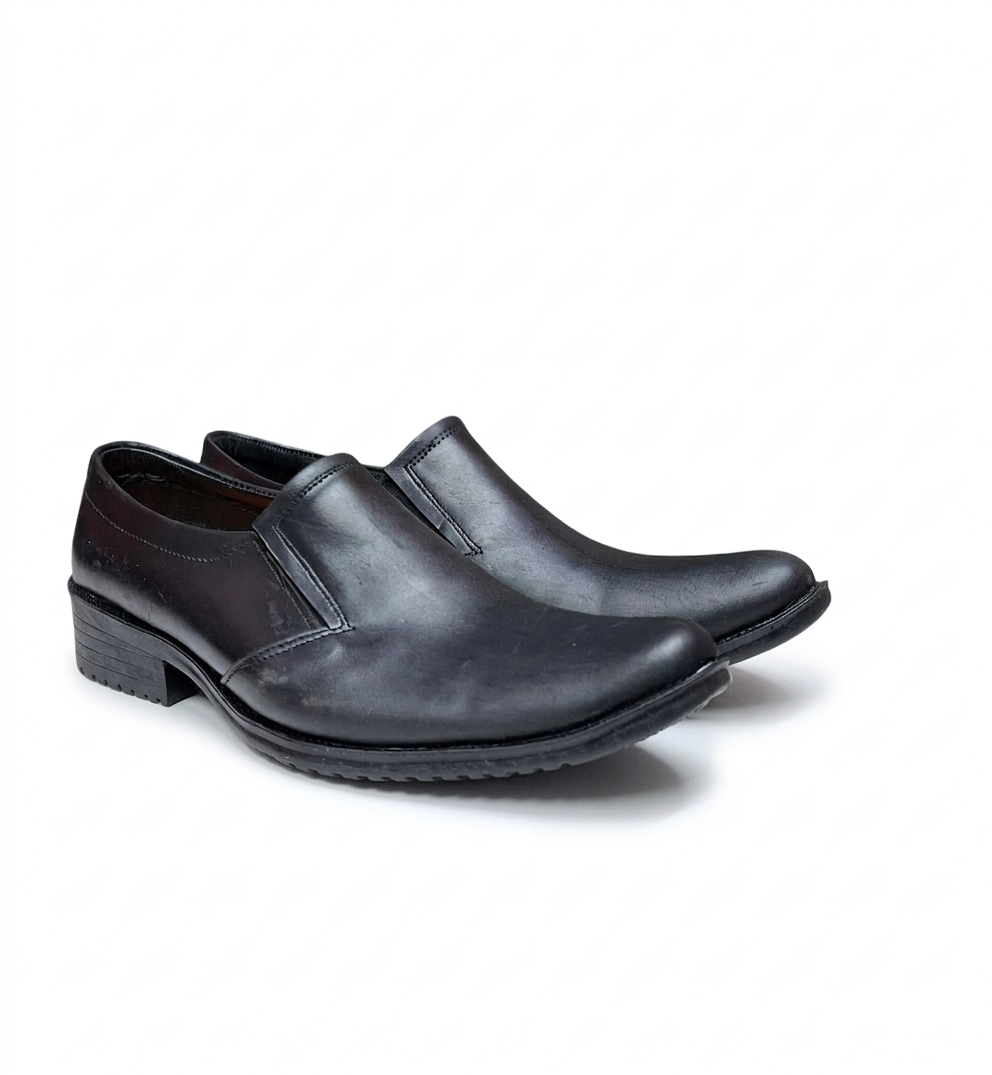 Official Men's Genuine Black Leather Slip-On Shoes, Elegant Formal Wedding & Office Loafers, Comfortable Business Casual Mens Dress Shoes,Durable Anti-Slip Sole Gentleman's Fashion Footwear Size 40-45