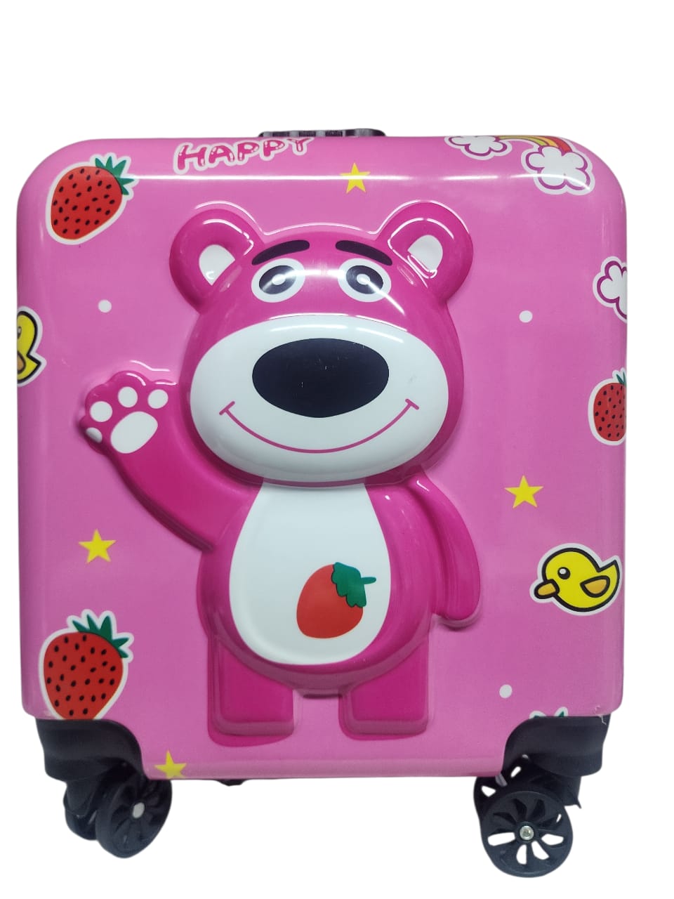 Kid's 17-Inch Rolling 3D Cartoon Printed Suitcase | 4-Wheel Travel Trolley Bag (Pack of 1)