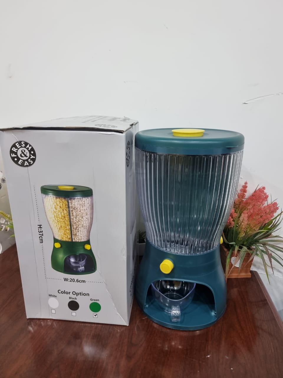 Rotating 3 partition cereal dispenser