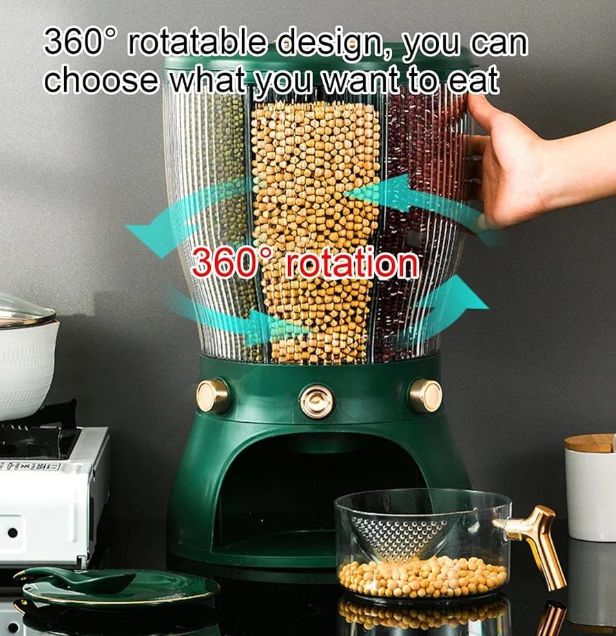 Rotating 3 partition cereal dispenser