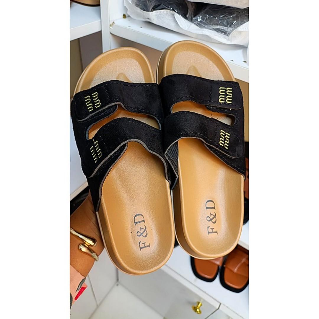 Size 36-41 ✅ MIU MIU  Women Sandals   |  Comfortable Ladies Fashion Flat Open Shoes Non-Slip Beach Casual Ladies Summer Slippers