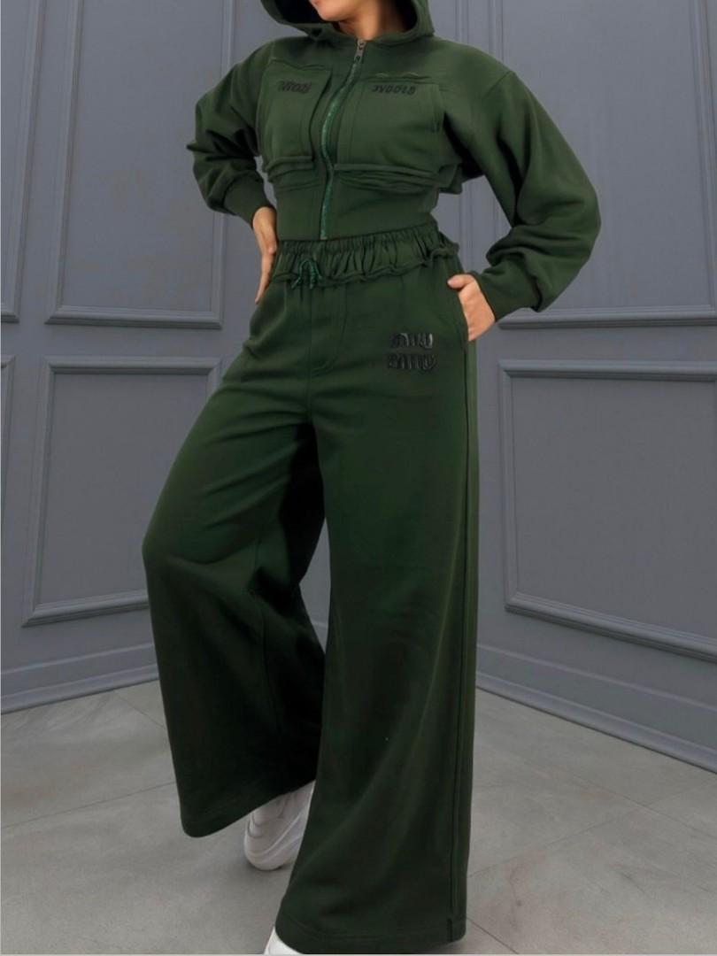 Women | Baddie 2 Piece Set Tracksuit | Crop Top Hoodie | Baggie Unit | Sweatpants Fashion Jogger Outfit Streetwear – Pink Black White Maroon Green Brown Yellow – M L XL