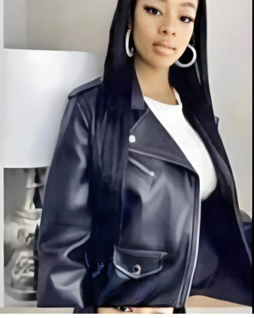 🔥Premium Women Moto Bike Leather Jacket✅ - Fitting High Quality Genuine Leather Biker Jacket with Belt - Colour (Black) Size Available (M-5XL)