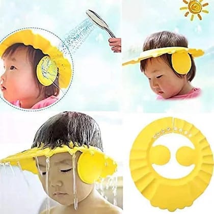 KID'S ADJUSTABLE SHOWER CAP/ COVER EARS AND EYES FROM SHAMPOO WHILE SHOWERING, SOFT MATERIAL FRIENDLY ON BABY SKIN