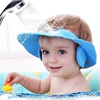 KID'S ADJUSTABLE SHOWER CAP/ COVER EARS AND EYES FROM SHAMPOO WHILE SHOWERING, SOFT MATERIAL FRIENDLY ON BABY SKIN