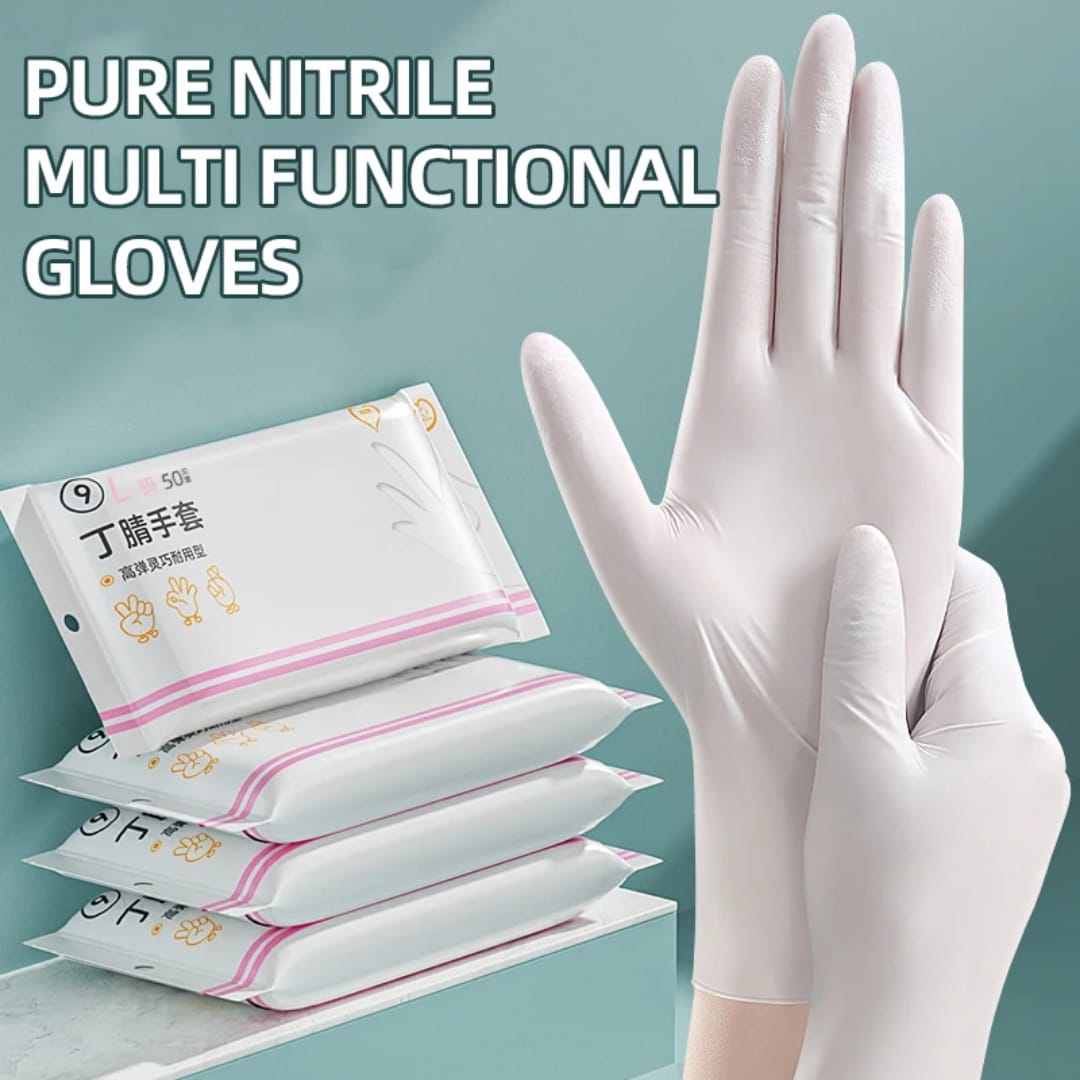 50pcs Marination/ Multi-purpose Gloves ➖ Durable & Tear-Resistant➖Comfortable Fit➖Safe for Kitchen, Cleaning, Medical & Everyday Use➖ Powder free in Pink& cream white