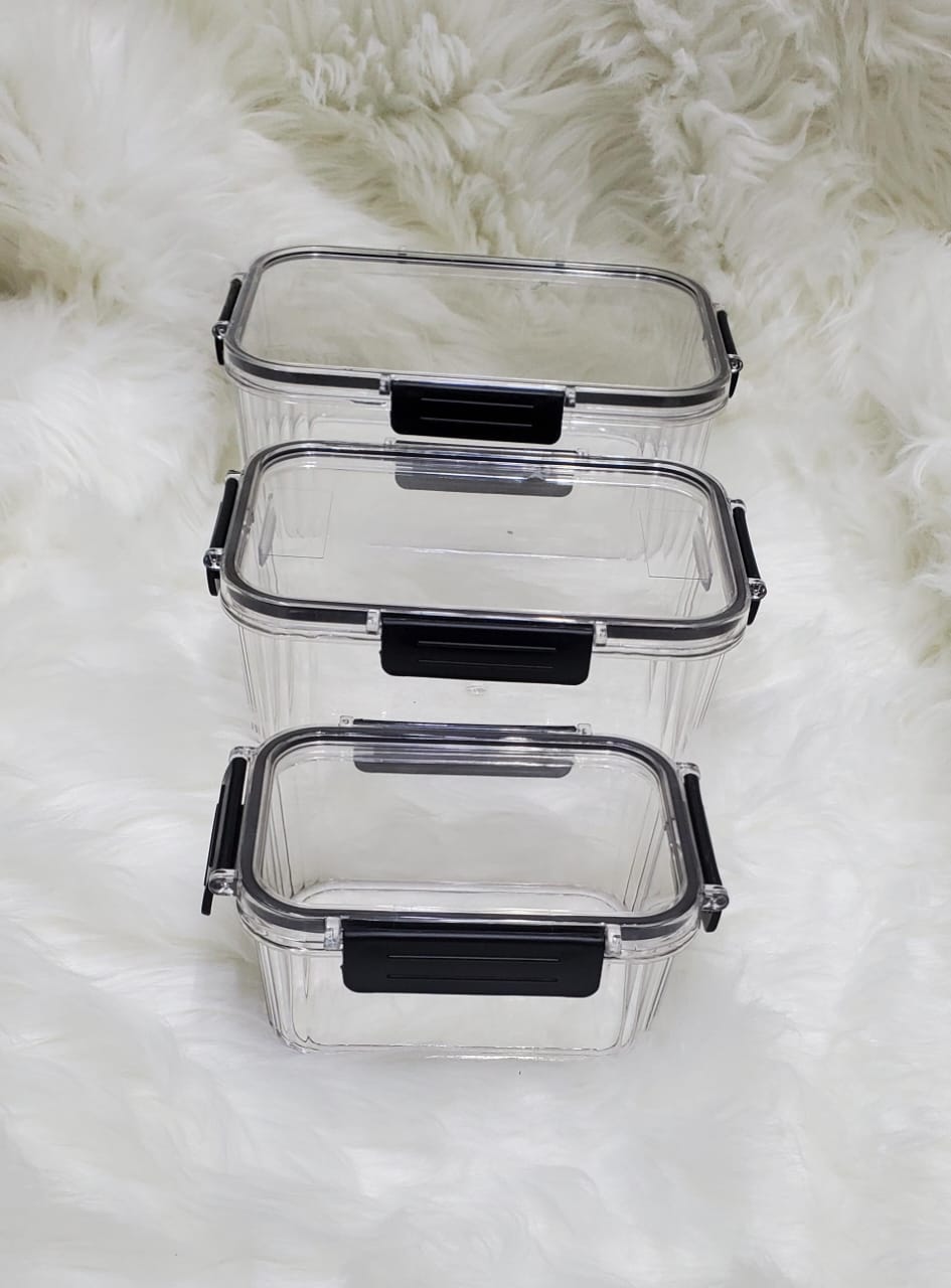 Transparent Airtight food containers,  Capacity. :1800ml , 1200ml && 800ml, Multigrain Sealed Cans,Food Storage, Kitchen Refrigerator With Lid Fresh lock