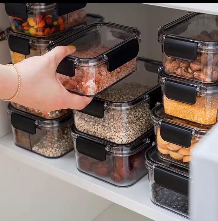Transparent Airtight food containers,  Capacity. :1800ml , 1200ml && 800ml, Multigrain Sealed Cans,Food Storage, Kitchen Refrigerator With Lid Fresh lock