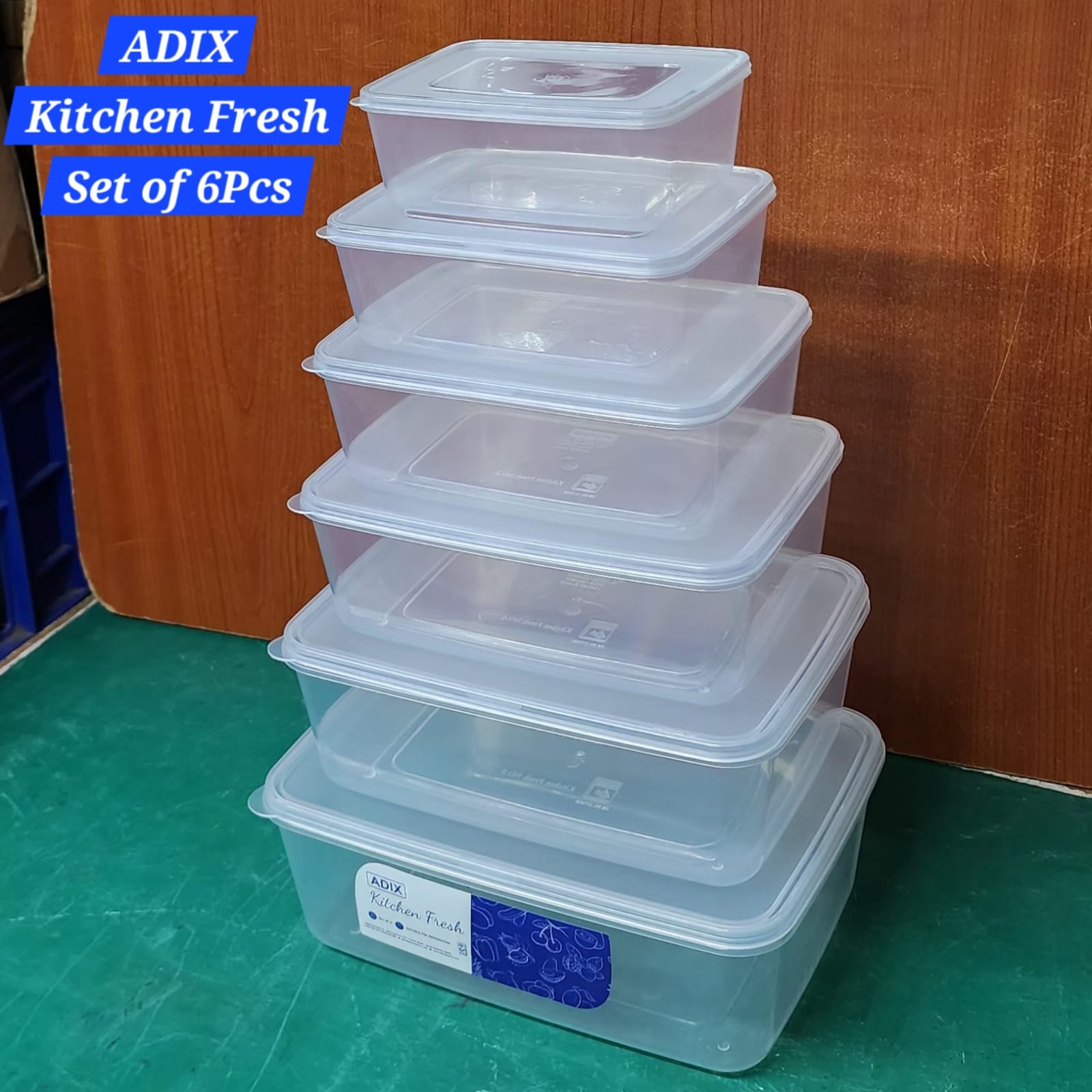 Adix Kitchen Fresh Container Set , 6 clear rectangular containers – various sizes✅ Perfect for fridge & pantry storage
✅ Stackable design saves space ✅ Keeps your ingredients & leftovers fresh