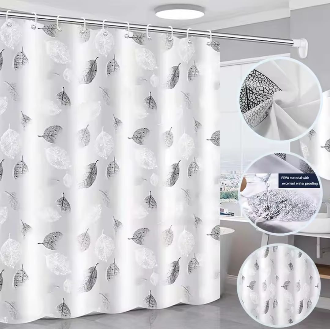 Waterproof Shower Curtain -Size 180x200cm -PEVA Material -Eco-Friendly Bathroom s shower Curtain with Hooks