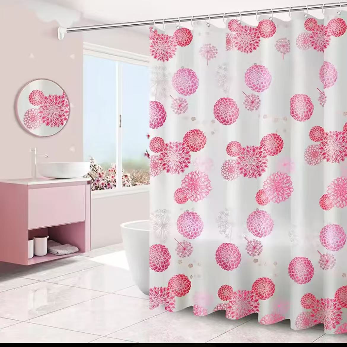 Waterproof Shower Curtain -Size 180x200cm -PEVA Material -Eco-Friendly Bathroom s shower Curtain with Hooks
