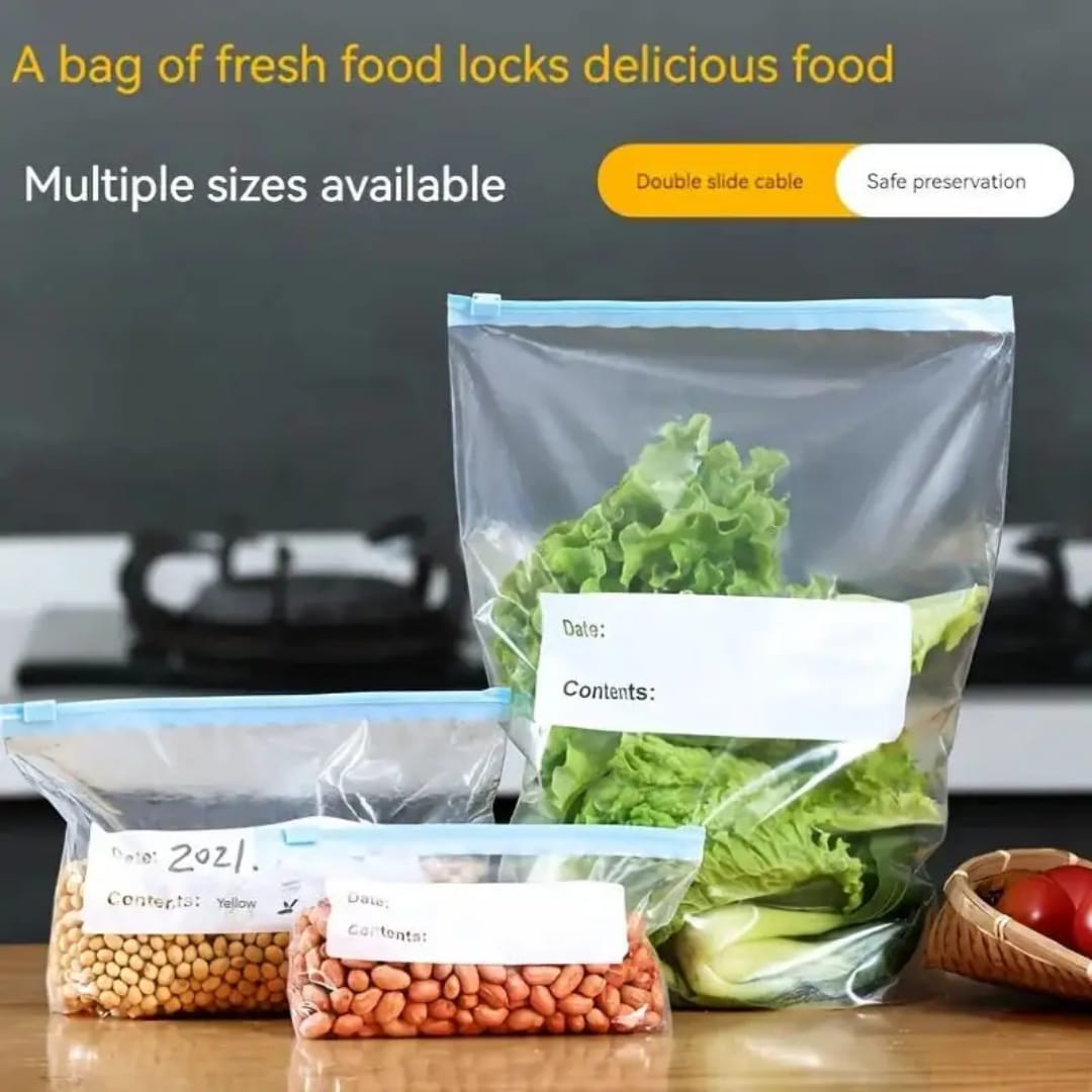 20 pcs Ziplock bags Fridge Storage Bags Double-layer Zipper Food Storage Bag For Food Fefrigerator Sealed Bag Kitchen Storage