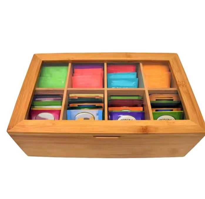 ✅6 slots Bamboo wooden TEABAG ORGANISER ,Water resistant and moisture proof..