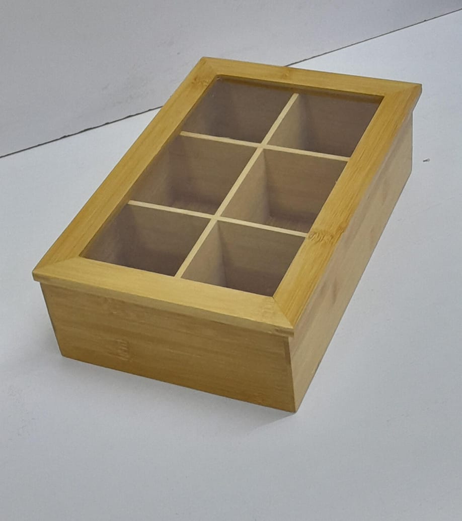 ✅6 slots Bamboo wooden TEABAG ORGANISER ,Water resistant and moisture proof..