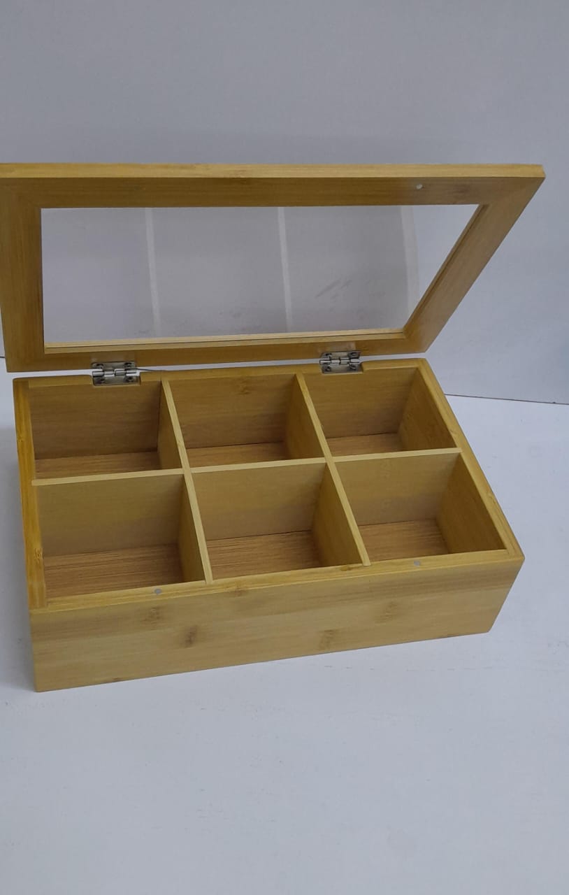 ✅6 slots Bamboo wooden TEABAG ORGANISER ,Water resistant and moisture proof..