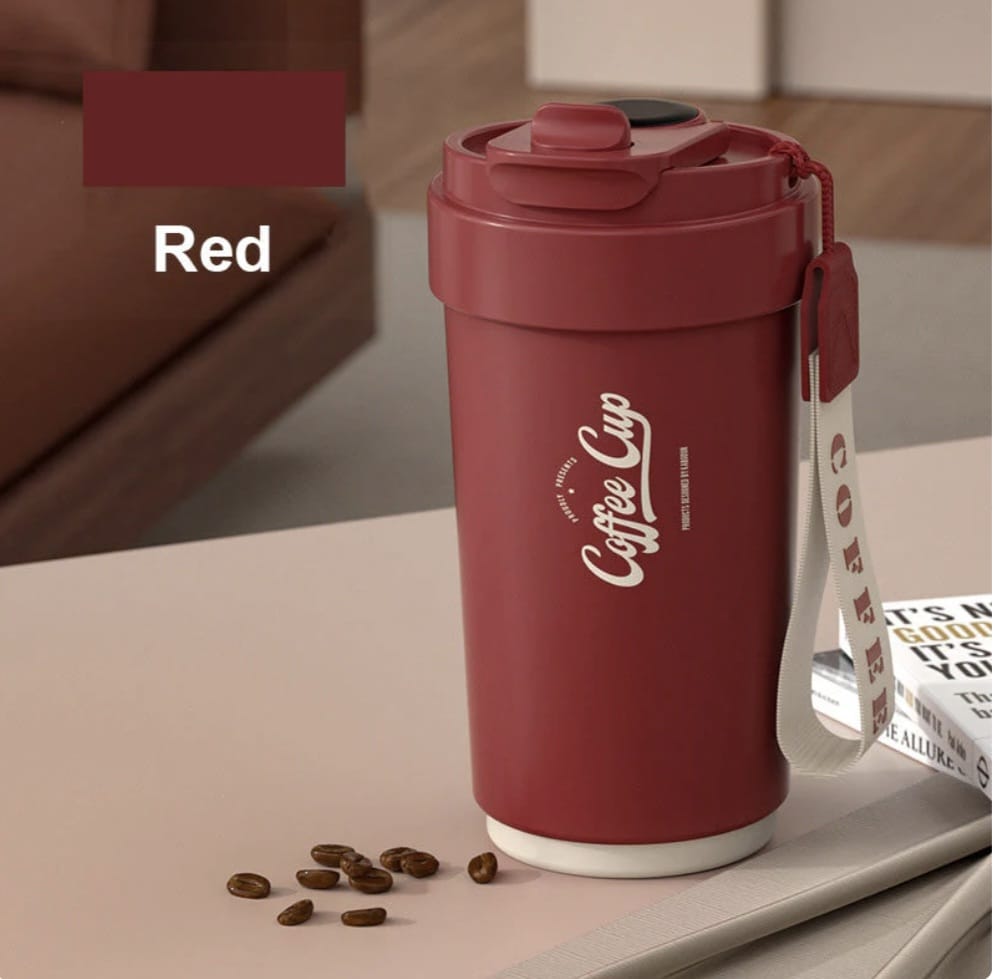 450ml insulated thermo cup with temperature display, outer material does not burn hands, for home, office and travel, keeps liquid hot all day