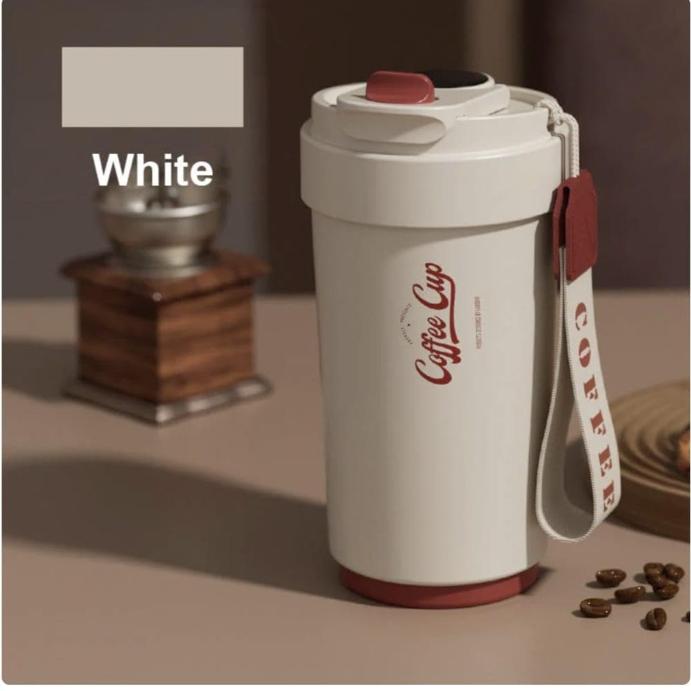 450ml insulated thermo cup with temperature display, outer material does not burn hands, for home, office and travel, keeps liquid hot all day