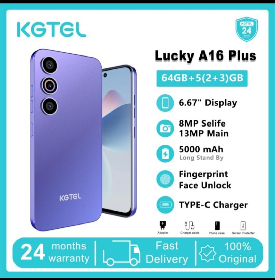 EASTER SALES OFFER!!!LUCKY A16 PLUS MEMORY STORAGE 64GB ROM+5GB RAM SCREEN DISPLAY 6.67’’ BATTERY CAPACITY 5000MAH FINGERPRINT BRAND NEW SMART PHONE ON OFFER CHEAP SMARTPHONES