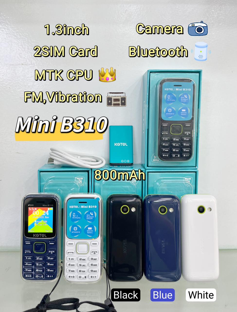 EASTER SALES OFFER!!MINI B310 KGTEL DUALSIM DUAL STANDBY,1.3HD DISPLAY,CAMERA SUPPORT 800MAH BATTERY CAPACITY,82*35.8*12CM BLUETOOTH WIRELESS FM SUPPORT SYLISH KEYPAD