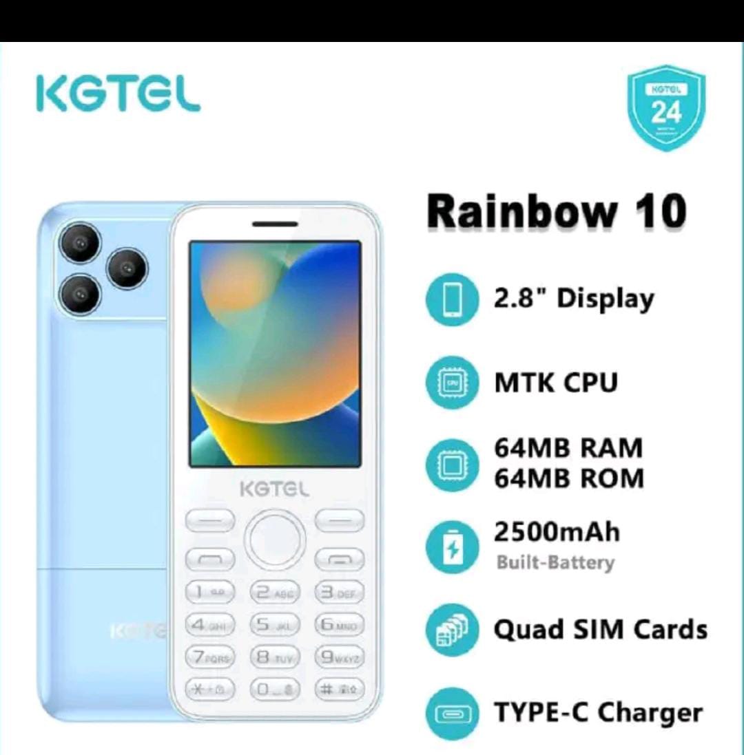 EASTER SALES OFFER!! KGTEL RAINBOW 10 QUAD SIMCARD,2.8 DISPLAY,64MB (RAM,ROM)SLIM DESIGN,HD CAMERA,FLASHLIGHT,2500MAH BATTERY INBUILT