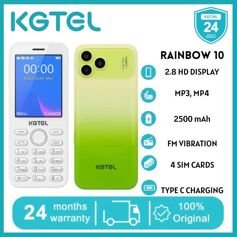 EASTER SALES OFFER!! KGTEL RAINBOW 10 QUAD SIMCARD,2.8 DISPLAY,64MB (RAM,ROM)SLIM DESIGN,HD CAMERA,FLASHLIGHT,2500MAH BATTERY INBUILT