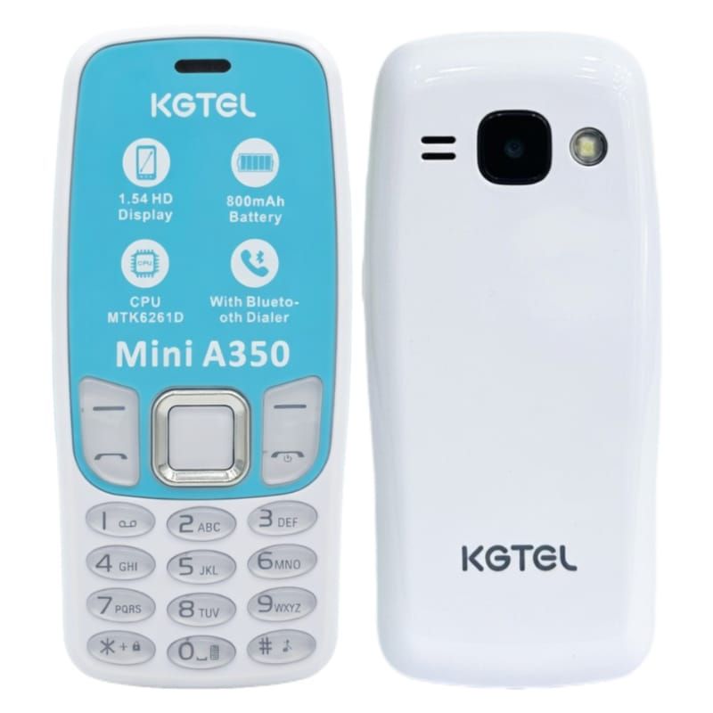 MINI A350 Its a stylish feature phone with a pocket friendly price thus easy to afford,dual simcard,has fm and vibration,camera ,bluetooth,screen inch 1.54,has magic voice battery capacity 800mah