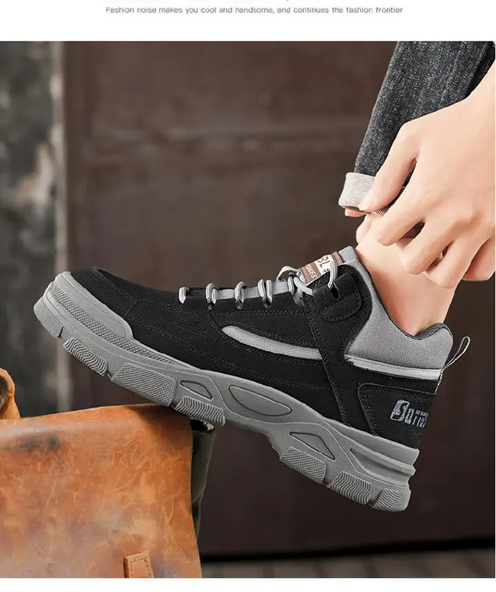 Breathable Anti-Slip Men's Work Boots - High-Cut Durable Sneaker Shoes for Outdoor Work & Hiking, All-Season Industrial Casual Wear