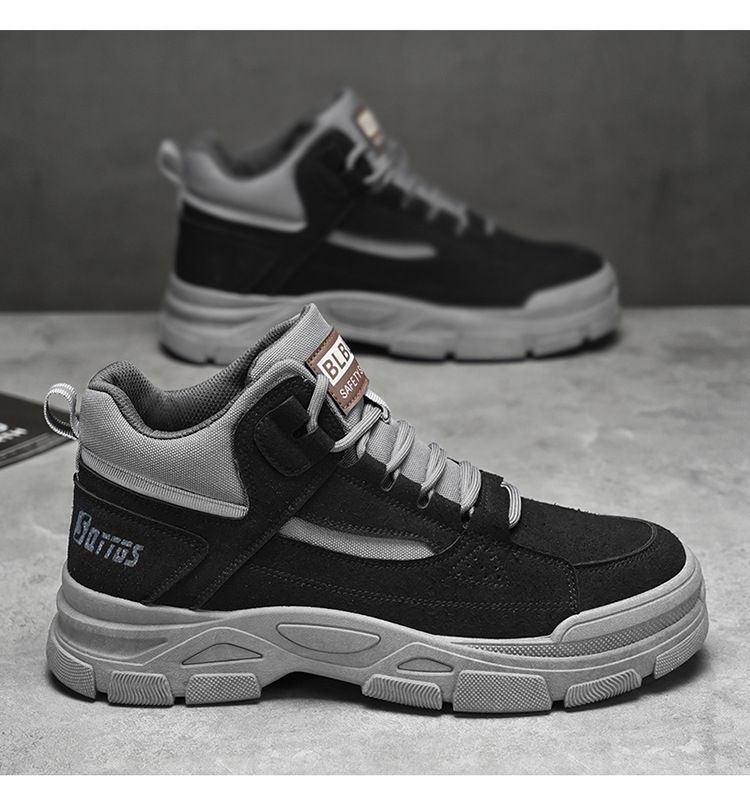 Breathable Anti-Slip Men's Work Boots - High-Cut Durable Sneaker Shoes for Outdoor Work & Hiking, All-Season Industrial Casual Wear